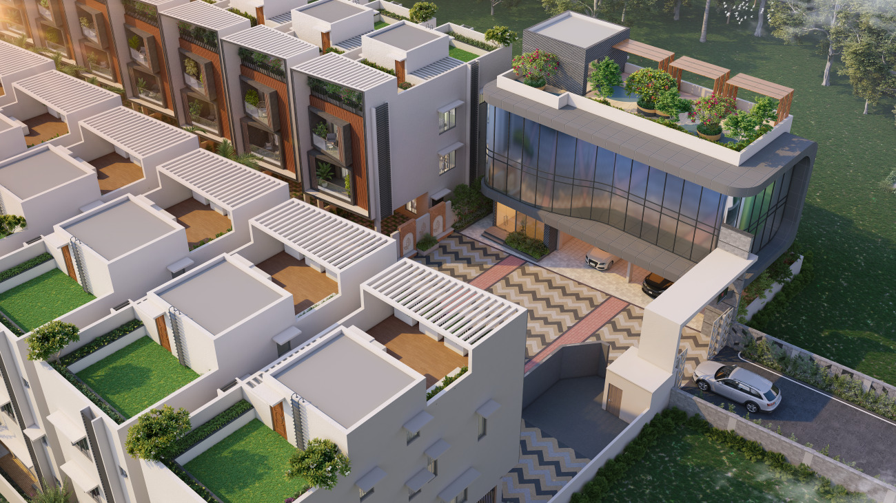 Rooftop villa & clubhouse view.